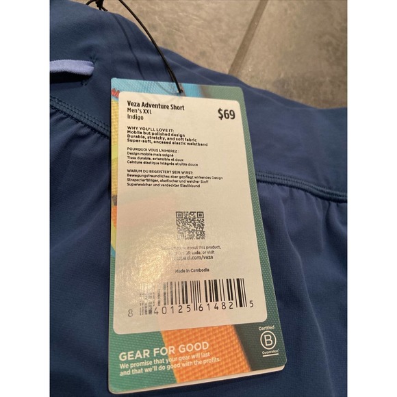 NWTS Cotopaxi Men's Veza Active Shorts Indigo Blue Yoga Bike Hiking Athletic XXL - Picture 3 of 7